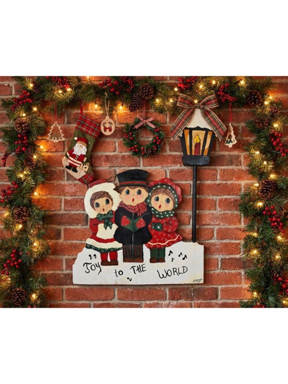 VTG Christmas Carolers Wooden Folk Art Wall Decor Door Hanging Handmade